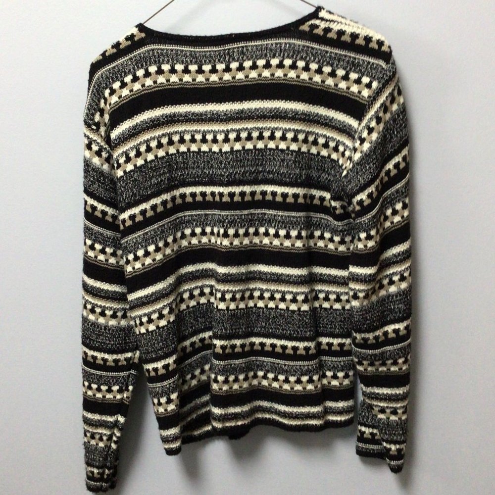 Croft & Barrow - Black, cream and tan cardigan sweater - Picture 5 of 7